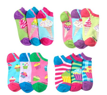 little missmatched CrazyCoordinate IceCream&Cupcak Liner Socks - A223643