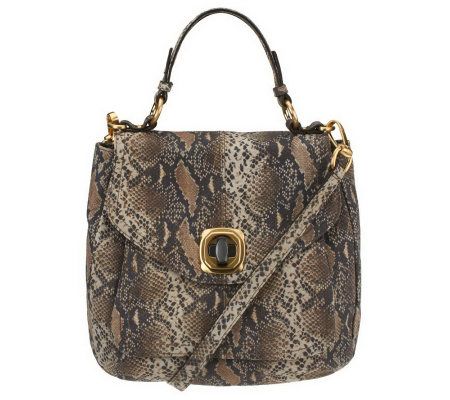 B. Makowsky Leather Convertible Handheld Bag w/ TurnlockHardwar - A224443