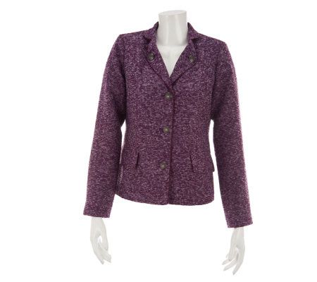 Dennis Basso Tweed Military Button Front Blazer with Stylized Collar - A229743