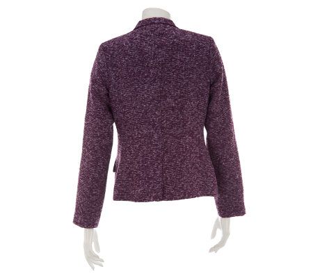 Dennis Basso Tweed Military Button Front Blazer with Stylized Collar