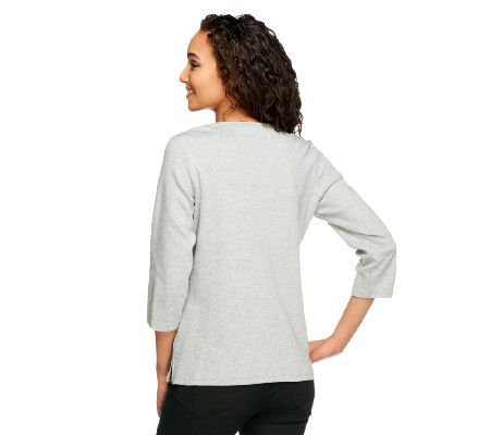 Quacker Factory Pave Heart 3/4 Sleeve T-shirt