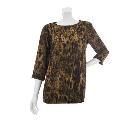 Jennifer Hudson Collection All-over Print Blouse with Back Neck Tie - A232943
