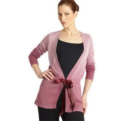 Pamela Dennis PCG Ombre Cardigan with Ribbon Drawstring - A92943
