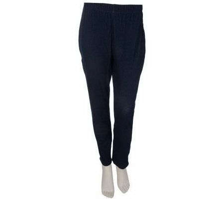 Susan Graver Knit Denim Pull-on Slim Leg Regular Pants - A97243