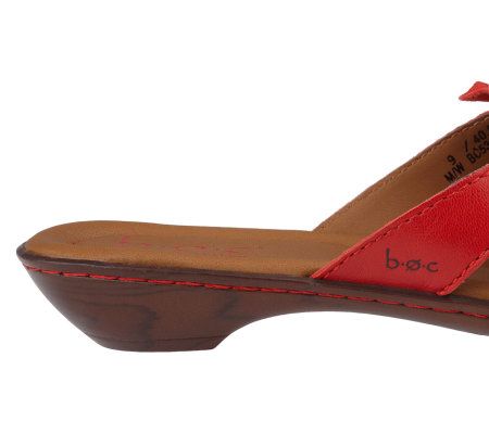 B.O.C. by Born Vivian Leather Slip-on Thong Sandals w/Flower Detail