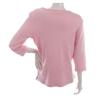 Quacker Factory 3/4 Sleeve Studded Floral T-shirt