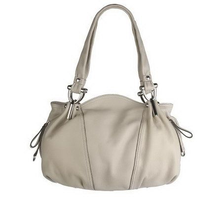 B.Makowsky Leather Snap Top Shopper with Zipper Pockets - A217344