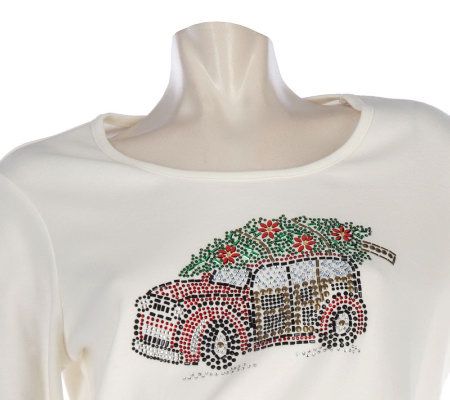 Quacker Factory Family Holiday 3/4 Sleeve T-Shirt