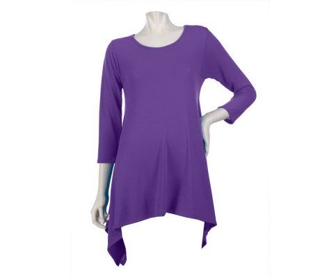 Attitudes by Renee 3/4 Sleeve Tunic with Asymmetric Hem - A219344