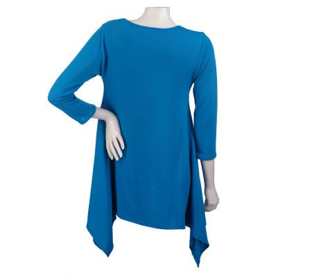 Attitudes by Renee 3/4 Sleeve Tunic with Asymmetric Hem