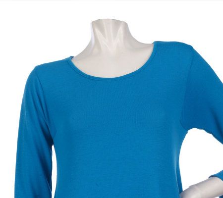 Attitudes by Renee 3/4 Sleeve Tunic with Asymmetric Hem