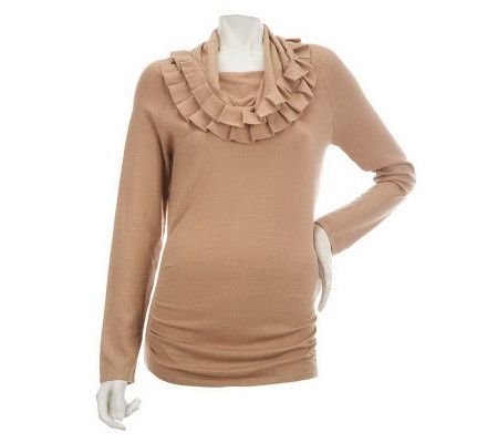 M by Marc Bouwer Cowl Neck Sweater Tunic w/Pleated Trim - A226644