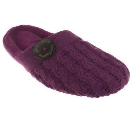 Dearfoams Sweater Knit Soft Sole Scuff with Button Detail - A227844