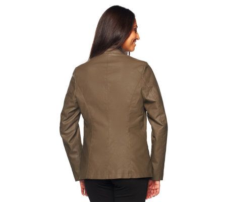 Jennifer Hudson Collection Faux Leather Jacket with DetachableScarf