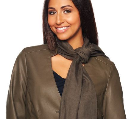 Jennifer Hudson Collection Faux Leather Jacket with DetachableScarf