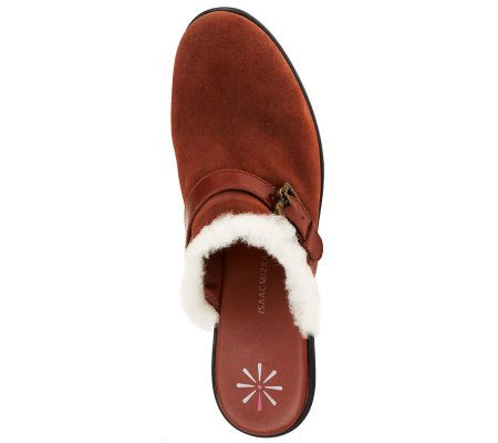 Isaac Mizrahi Live! Faux Shearling Suede Clog with Buckle