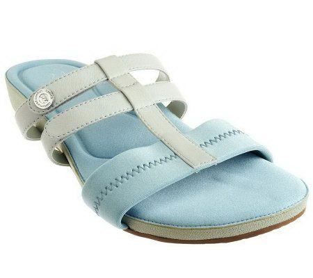 Aetrex Berries Adjustable Slide Sandals w/ Leather Trim - A230444