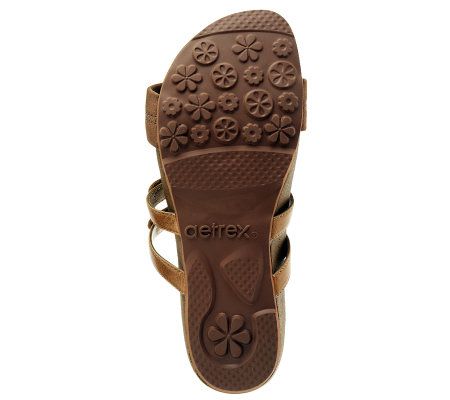 Aetrex Berries Adjustable Slide Sandals w/ Leather Trim