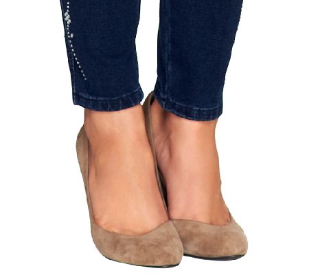 Quacker Factory DreamJeannes Leggings with Floral Vine Sparkle Detail