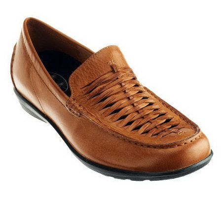 Aetrex Tiana Leather Slip-on Loafers w/ Woven Detail - A232744