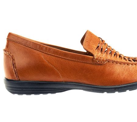 Aetrex Tiana Leather Slip-on Loafers w/ Woven Detail