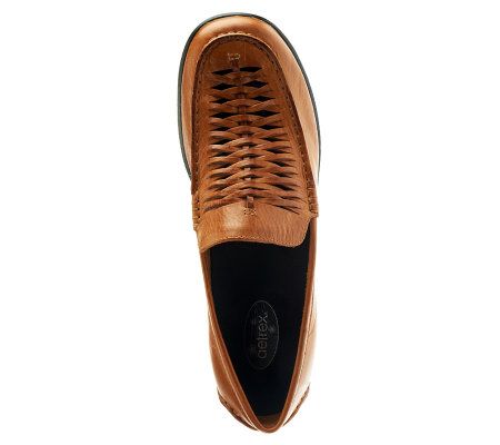 Aetrex Tiana Leather Slip-on Loafers w/ Woven Detail