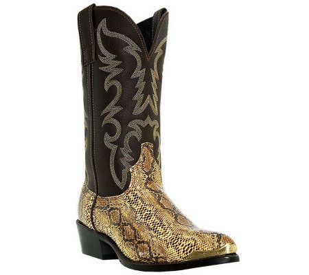 Laredo Boots Mens Brown with Snake Print 12 Cowboy Boots - A245444