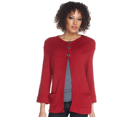 Denim & Co. Solid Button Front Cardigan with Rounded Yoke - A91944