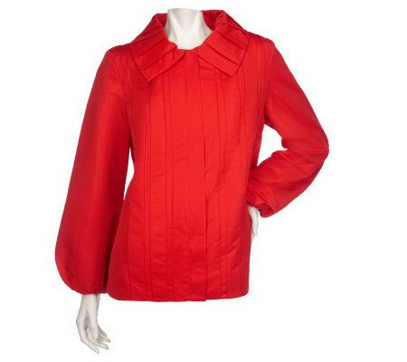 Dennis Basso Water Resistant Zip Front Jacket with Tuck Details - A200045