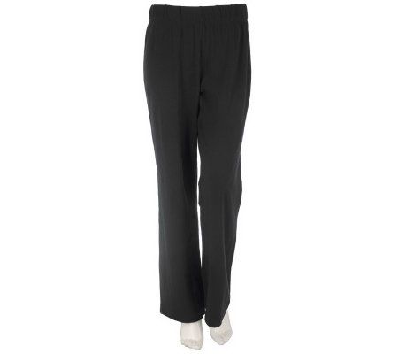 Susan Graver Stretch Cotton Boot Cut Regular Pull-on Pants - A202945
