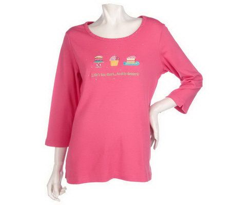 Quacker Factory Girlfriend Trio Sparkle Embroidered Knit Top - A212845