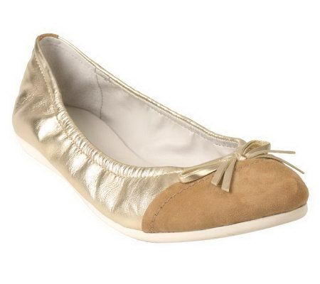 Tignanello Leather & Suede Ballet Flats w/ Bow Detail - A213945