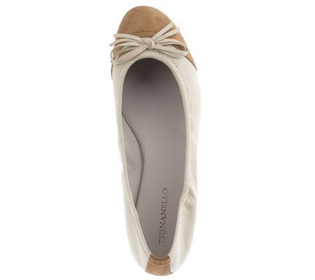 Tignanello Leather & Suede Ballet Flats w/ Bow Detail