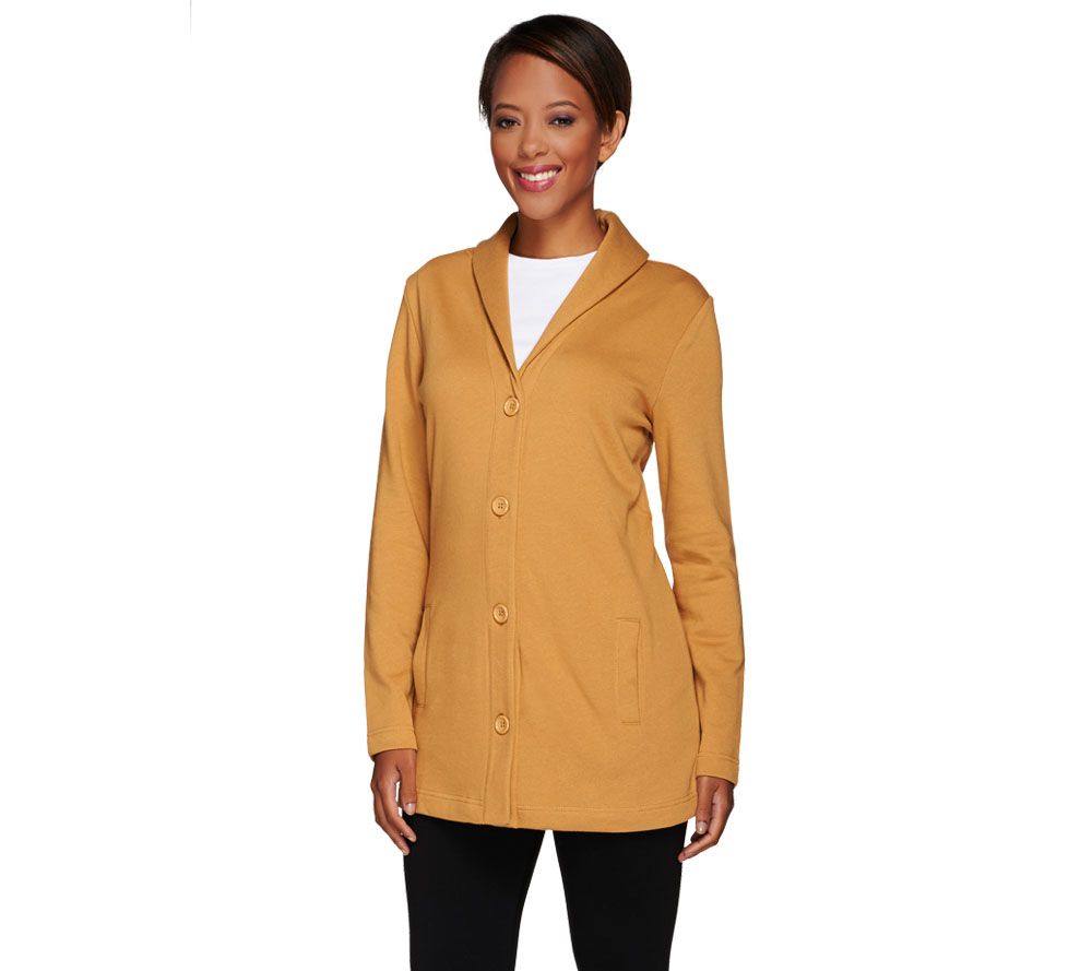 Denim & Co. Long Sleeve Button Front Shawl Collar Knit Jacket - A216445