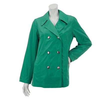 Dennis Basso Water Resistant Double Breasted Snap Front Jacket - A231845