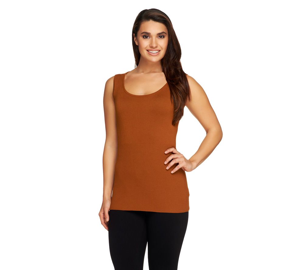 Linea by Louis DellOlio Whisper Knit Shell with Rib Trim - A232345