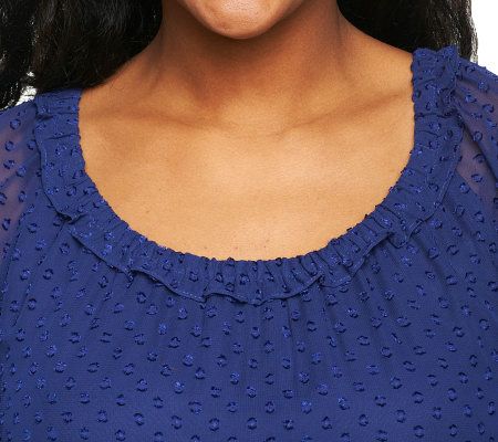 Isaac Mizrahi Live! Flutter Sleeve Swiss Dot Blouse