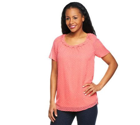 Isaac Mizrahi Live! Flutter Sleeve Swiss Dot Blouse - A232445