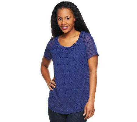 Isaac Mizrahi Live! Flutter Sleeve Swiss Dot Blouse - A232445