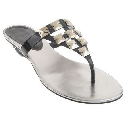 As Is AK Anne Klein Gem Detail Thong Sandals - A232645