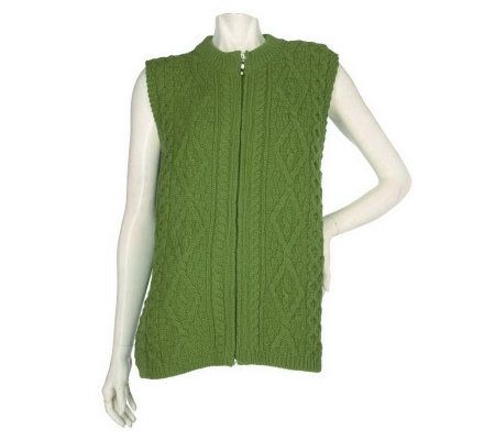 Aran Craft Merino Wool Zip Front Vest - A93545
