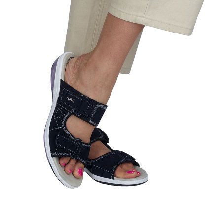 Ryka Suede Double Strap Sandal w/Flex Grooves & Visible Tech.