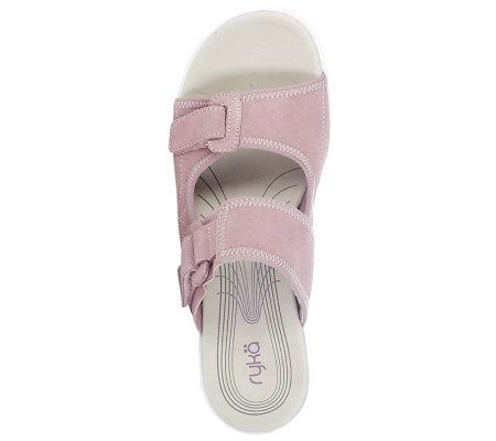 Ryka Suede Double Strap Sandal w/Flex Grooves & Visible Tech.