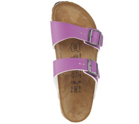 Birkis Embossed Double Strap Adj. Buckle Sandals