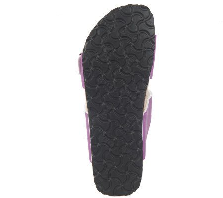 Birkis Embossed Double Strap Adj. Buckle Sandals