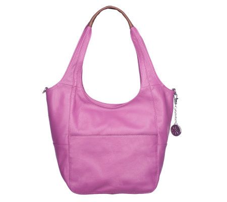 Isaac Mizrahi Live! Pebble Leather Double Handle Slouchy Tote