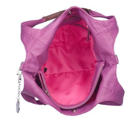 Isaac Mizrahi Live! Pebble Leather Double Handle Slouchy Tote