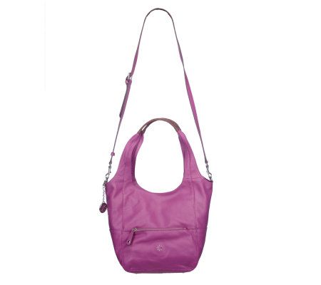 Isaac Mizrahi Live! Pebble Leather Double Handle Slouchy Tote