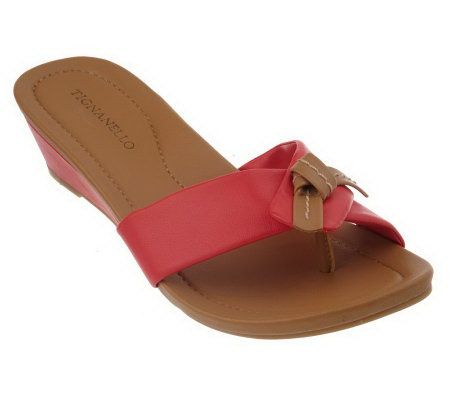 Tignanello Leather Thong Sandals w/ Bow Detail