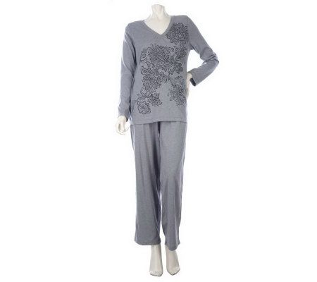 Carole Hochman Paisley Scrolls Screen Print 2-piece Pajama Set - A216646